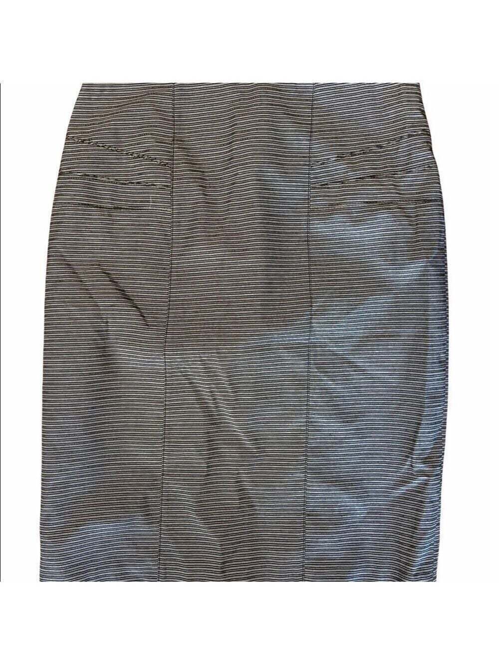 Bianca Nygard Women’s Striped Pencil Skirt with Metallic Thread Pleated … - Picture 2 of 8